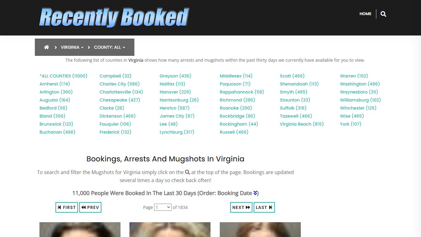 Recent bookings, Arrests, Mugshots in Virginia - Recently Booked