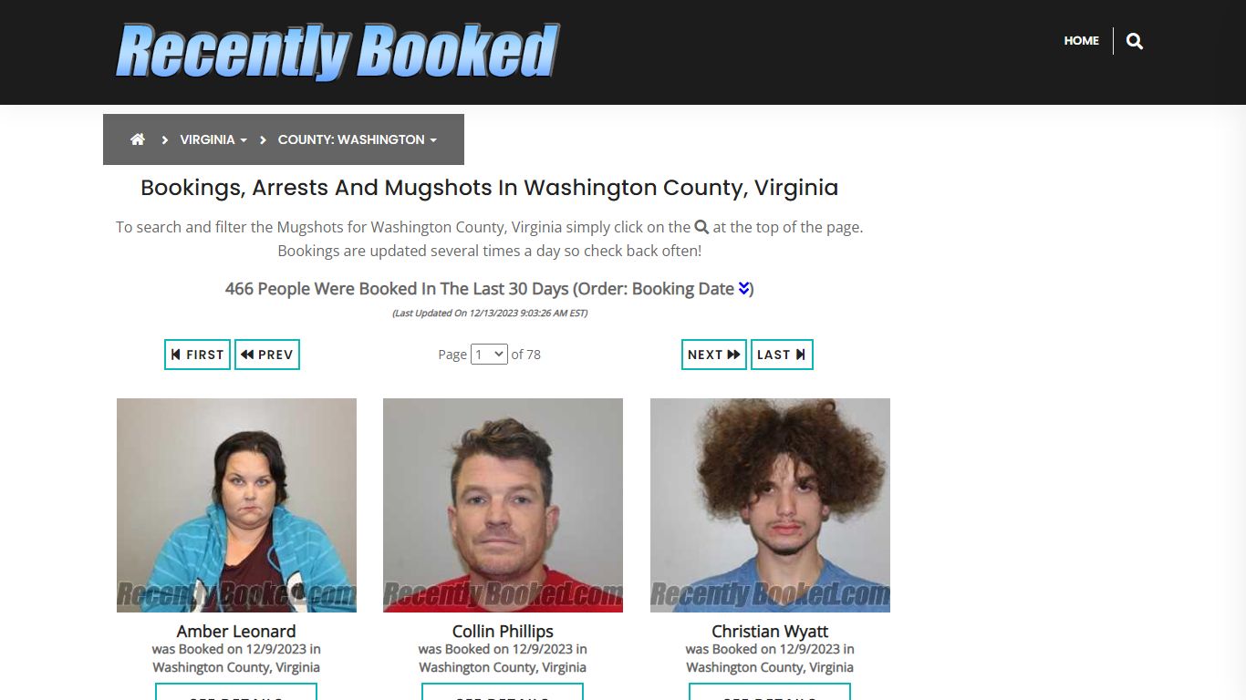 Recent bookings, Arrests, Mugshots in Washington County, Virginia